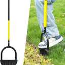 Houselife Half Moon Edger for Landscaping, 42" Manual Grass Edger Tool with V-Shape Serrated Blade, Long Handle Garden Edger for Sidewalk, Driveway & Flower Bed, 9" Wide Footplate