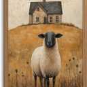 Framed Sheep Wall Art Farmhouse Wall Decor Country Retro Print 16x24 Inch