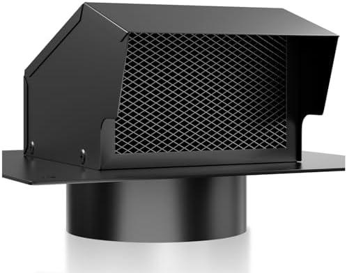 Athradies 8 Inch Roof Vent Cap, Removable Roof Exhaust Vent with Damper for Ventilation System, Durable Stainless Steel Vent Cover for Houses Kitchen Bathroom, Rainproof and Snowproof, Black