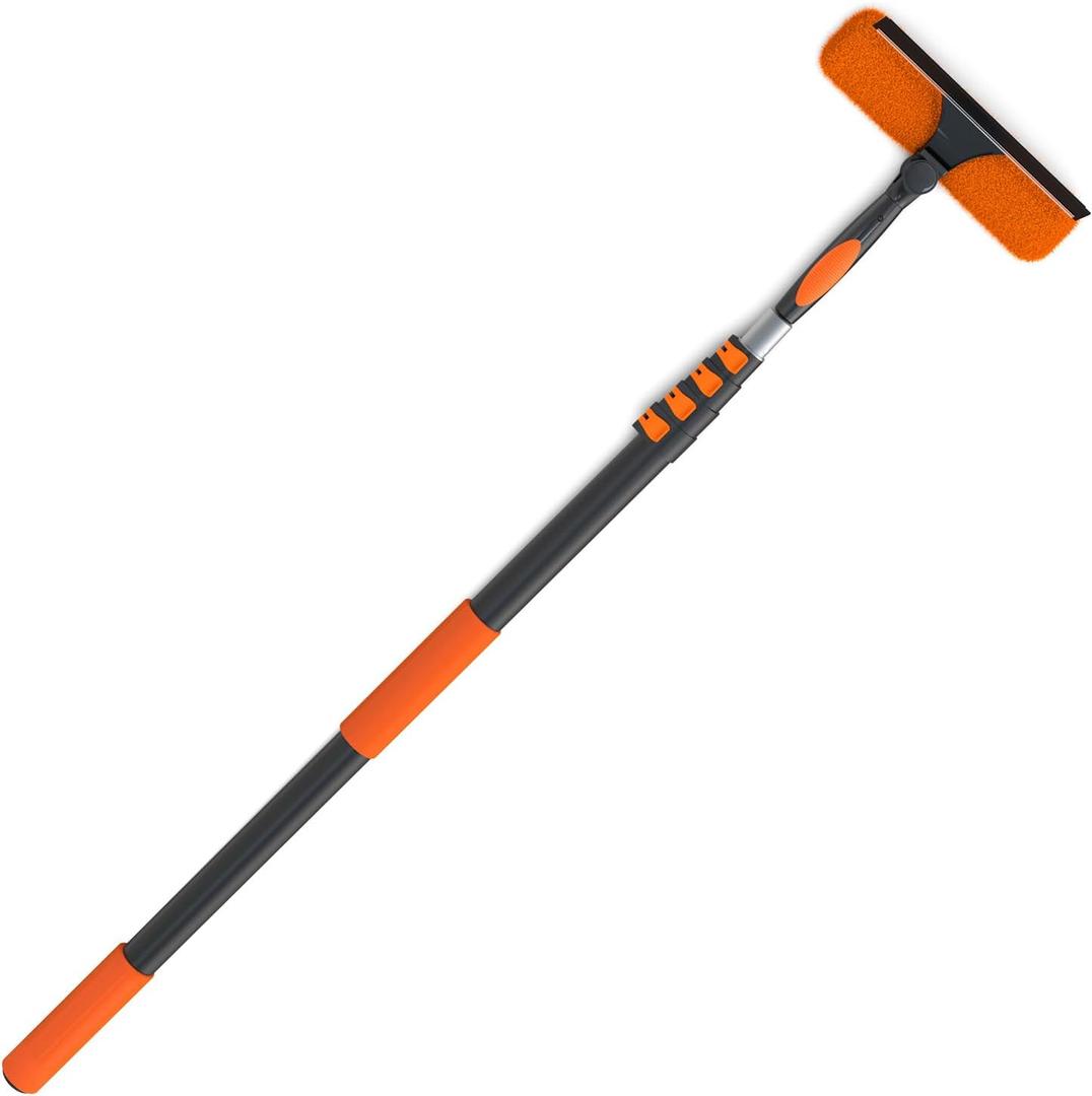 20FT Window Squeegee with Extension Pole, Squeegee for Window Cleaning, Professional Cleaning Kit for Home with 12FT Telescoping Pole for Outdoor Use