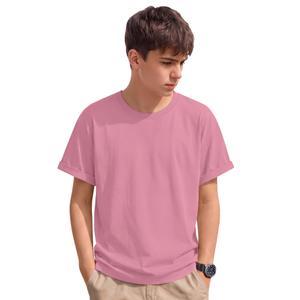 YooAurvox Boys Shirts Short Sleeve Summer Tops Kids Crew Neck Loose Casual Basic Tees for Boys 5-14 Years(Pink,5-6 Years)