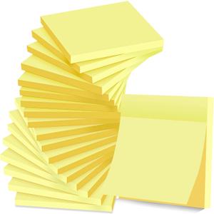 (18 Pack) Sticky Notes 3x3 in Yellow, Strong Adhesive, Clean Removal, Recyclable, Self-Stick Pads, Easy to Post for Home, Office, Notebook