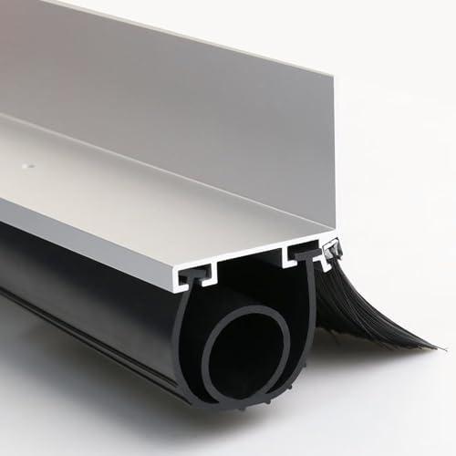Duzzy Universal Garage Door Seals Kits, Weatherproofing Garage Door Seals Bottom Rubber with Brush and Aluminum Track Retainer Base Kit, U Shape+O Ring Heavy Duty Weatherproof Parts Kits (16.5 Feet)