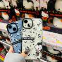 for iPhone 12, for iPhone 12 Pro Case, Cute Kawaii Cartoon Cat Kitty Phone Case for Women Girls Men, Clear Soft Silicone Shockproof Phone Case