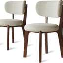 Wooden Dining Chairs Set of 2/4, Mid Century Modern Dining Chairs, Modern Fabric Thickening Upholstered Kitchen Side Chairs, Farmhouse Dining Chair for Dining Room Kitchen Living Room (Walnut + Light Gray)