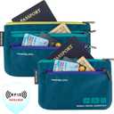 Travelon World Travel Essentials Set of 2 Currency and Passport Organizers (Set of 2: Small (6.5" x 4.75"), Large (7.75" x 5"), Peacock Teal)