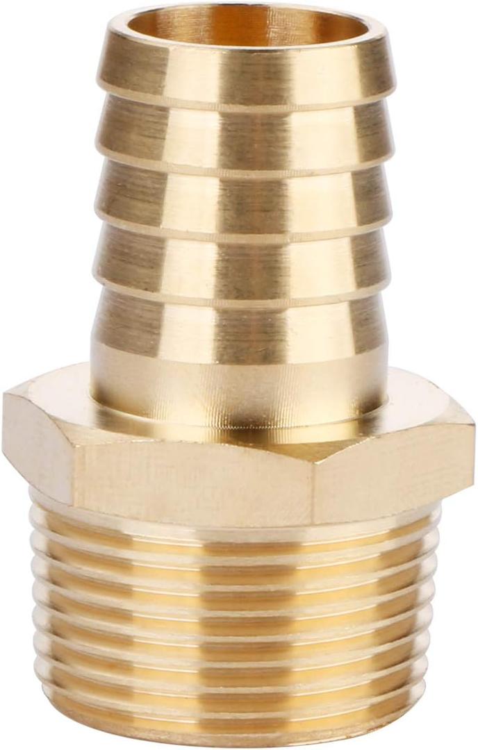 U.S. Solid Brass Hose Fitting, Adapter, 3/4" Barb x 3/4" NPT Male Pipe Fittings
