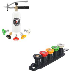 Tool Daily Foam Cannon with Dual Connector Accessory, Pressure Washer Spray Nozzle Tips with Nozzle Holder