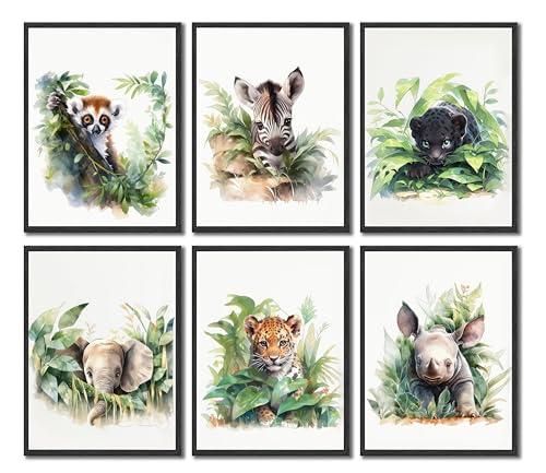 6Pcs Nursery Woodland Animal Wall Art Wild Animals Forest Posters Print Artwork Kids Room Ideas Paintings Pictures Wall Decor for Baby Boys and Girls Childrens Room Hom Decoratione Unframed. Pack of 2