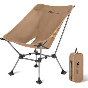 MOON LENCE Camping Chair Plus, Upgraded Comfort & Size, Still Compact and Lightweight, Folding Portable Chair for Backpacking & Hiking, 400Lbs Capacity, Gen 3 Plus (Khaki)