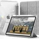 ZOYU Glitter Case for iPad (A16) 11 inch 2025 / 10th Generation 10.9 inch 2022 with Pencil Holder, Cute Sparkly Slim Cover, Shiny Clear Back Shell, Silver