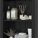 CJL 14‘’ x 18‘’ Recessed Medicine Cabinet, Solid Wood in-Wall Bathroom Cabinet, Victorian Wall Niche Shelf, 2-Tier, Black