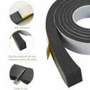 Pangda 2 Rolls 1-1/2 Inch W x 1-1/2 Inch H Expandable Foam Weatherstripping with Adhesive Expandable Foam Density Closed Cell Tape Seal for Uneven Gaps Doors Windows, Black
