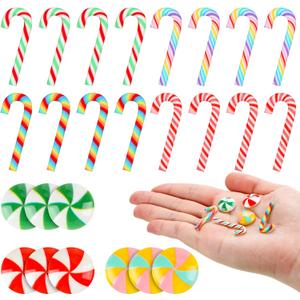 120 Mini Rainbow Candy Ornaments - Peppermint Candy Canes for Crafts & DIY (Multicolor, Cute Size)