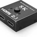 HDMI 2.1 Switch 48Gbps, Bi-Directional Manual HDMI Switcher 2 in 1 Out / 1 in 2 Out, Supports 8K@60Hz 4K@120Hz, VRR HDR10+ Dolby Vision, for PS5 PS4 Xbox PC TV Monitor