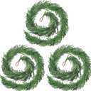 3PCS Christmas Norfolk Pine Garland,6ft Artificial Green Garland Holiday Decoration Outdoor Indoor for Stairs Railing Fireplace