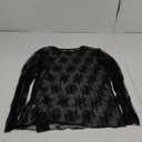 AKEWEI Womens Mesh Long Sleeve Tops Crew Neck Sexy See Through Tee Shirts Party Club Night Lace Blouse XL