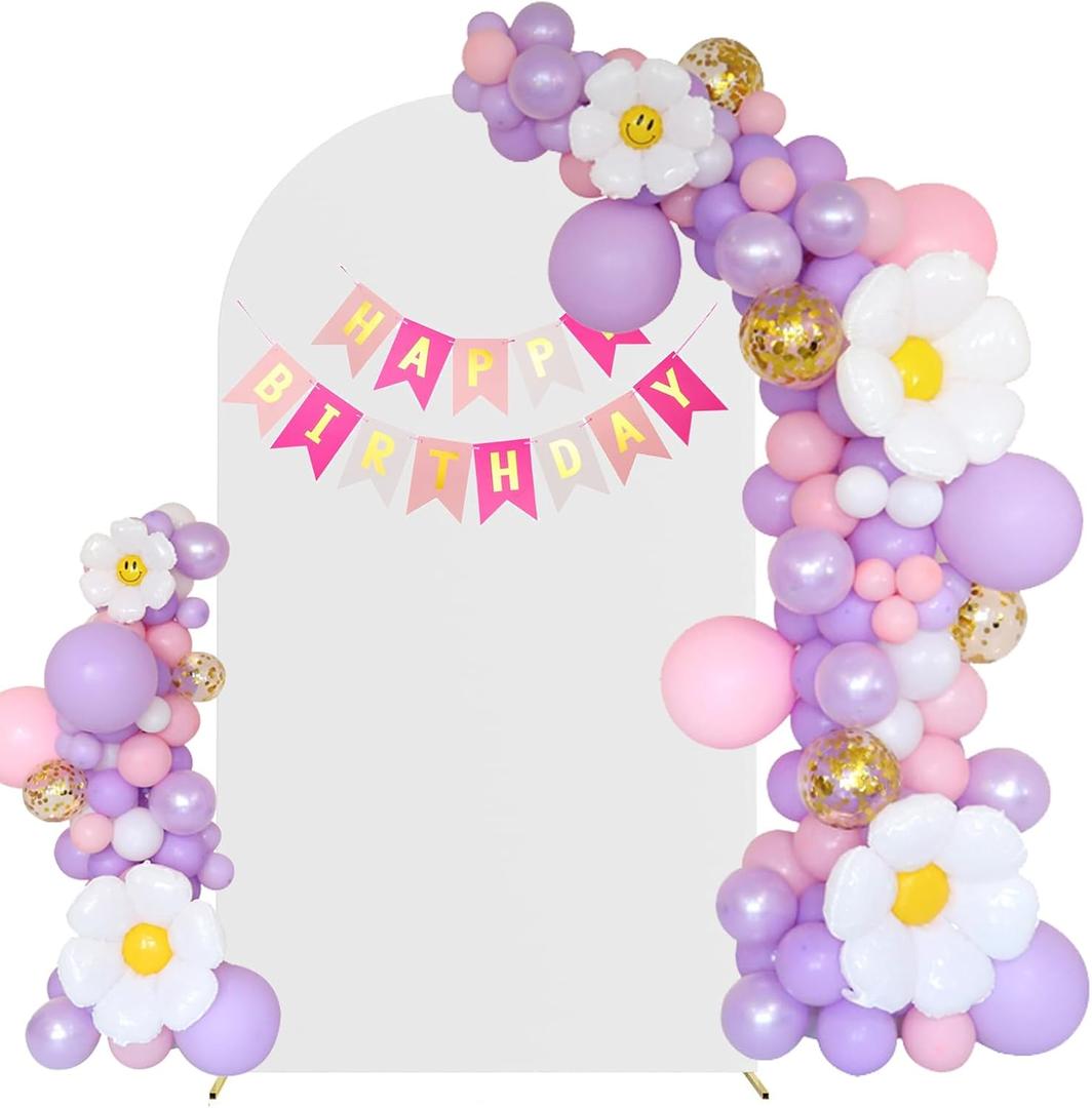 6.6FT Wedding Arch Cover Spandex Fitted Stretchy Arch Stand Covers,2-Sided Round Top Chiara Backdrop Cover for Party Birthday Ceremony Banquet Baby Shower Banquet Arch Decoration(White)