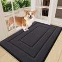 Smiry Dog Door Mat for Muddy Paws Indoor Entrance, Absorbs Moisture and Dirt Low-Profile Washable Front Door Mat for Floor Home Entryway (46x31 Inches, Dark Grey)