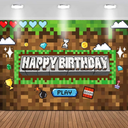 Pixel Birthday Party Decorations Pixel Video Game Banner for Miner Birthday Party Backdrop Photo Background Wall Decor Mining Party Supplies