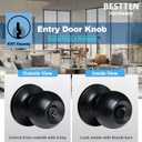 BESTTEN Keyed Entry Door Knob, Heavy Duty Entrance Door Lock, Standard Ball, All Metal, Matte Black