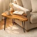 Live Edge Coffee Table for Living Room, About 20" W x 16" D x 17" H Natural Cedar‌ Solid Wood Coffee Table with Metal Hairpin Legs Side Table for Bedroom, Home Office (Medium)