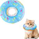 Cat Cone Collar Soft, Adjustable Plush Comfort Pet Elizabeth Circle Soft Cone for Cats Donut Cute Cat Recovery Collar for Cats Small Pet After Surgery Stop Licking Comfortable Cat Cones (M, Blue)