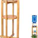 Natural Solid Wood Water Dispenser Floor Stand (32.8" Hight-11.2" Wide) Drink Dispenser Floor Stand with 2 Round Shelfs Included for 1-5 Gallon Water Bottles/Crocks, Water Jug (Natural Wood Color)