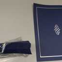 Ornate Blue & Silver Certificate Folders - Pack of 50, Linen Cover 80 lb. Stock, Folded, Die-Cut Corners, for Office, Business Awards, Graduation, School Diploma Holder, 9-1/2" x 12"
