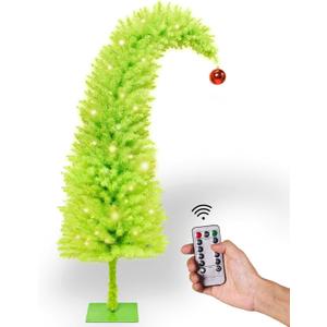 Whimsical Christmas Tree,6FT Artificial Tree with 750 Branch Tips,Christmas Decoration 200 LED Lights with Timer and 8 Functions,Red Ball,Xmas Holiday Deco for Indoor Home Living Room Office (5ft 10in)