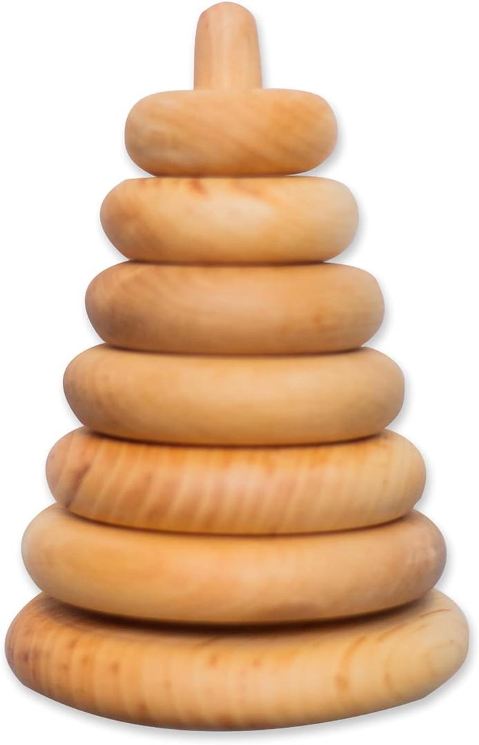 Ring Wooden Stacking Toy Montessori Wooden Pyramid Gifts for Toddlers Natural Baby Toy Pyramid Handcrafted Toy for 1 Year Old