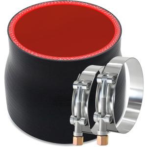 Reducer ID 3" to ID 4" Silicone Hose Coupler, Reinforced 4-layer Wall 5MM with 2PCS T-bolt Clamps for Cold Air Intake, Turbo, Intercooler