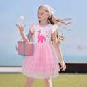 LQSZ Girls Tulle Dresses Princess Flutter Sleeve Tutu Dress for Toddler Girl 3-12 Years (Pink)