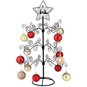 Otoolling 2 FT Jesus Iron Christmas Tree Ornament Display Stand with Hanger Hook Metal Ornament Display Tree Stand Hanger for Jesus Christmas Balls Bauble Decorations Gift Craft Tabletop(Black)