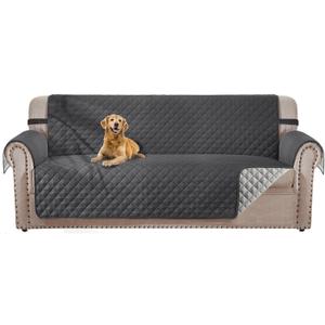 HOMERILLA Reversible 3 Cushion Couch Cover for Dogs Water Resistant Washable Pets Furniture Protector Sofa Cover with Elastic Straps (Sofa 68", Dark Grey/Light Grey)
