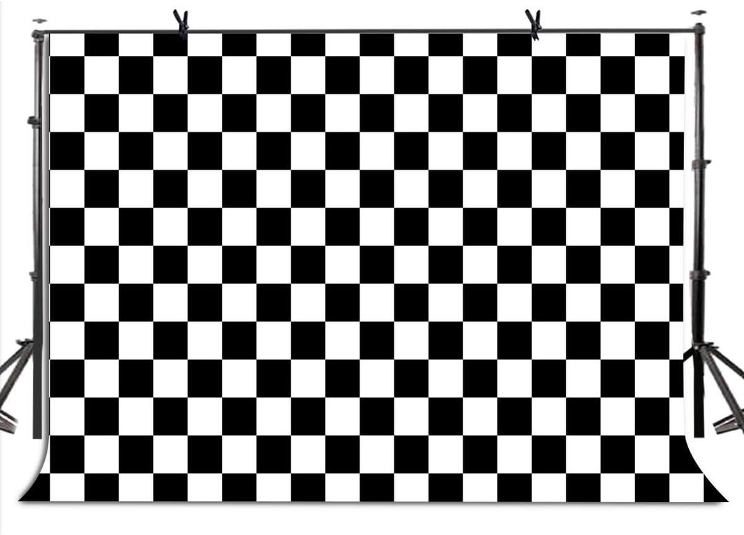 7x5ft Checkers Backdrop Black and White Racing and Checkered Pattern Photo Booth Chess Board Texture Grid Photography Background LYZY0505