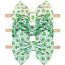 Hairband, 3 Pcs St. Patrick's Themed Cheer Bow Headbands for Baby Girls, One Size Fits All, Newborn and Infant, Green, Comfortable Nylon Fabric