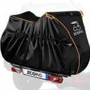 Bike Cover for Transport 2 Bikes On Rear Bike Rack, 600D Waterproof Heavy Duty Outdoor Ebike Bicycle Covers for Travel Car Hitch Storage with Lock Hole and Storage Bag