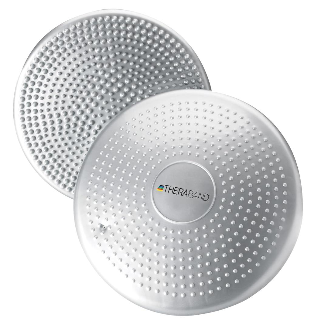 THERABAND Stability Disc, 13-Inch Silver, Latex-Free, Pre-Inflated Balance Cushion for Core Strength, Wobble Seat for Posture & Active Sitting, Wobble Disc for Office Chair or Rehab (Silver - Super Soft - Advanced)