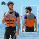 QUIKSILVER Men's Life Jacket, USCG and Transport Canada Approved Type III PFD, Evoprene UV Resistant Life Vest for Adults, for Waterskiing Wakeboarding Rafting Boating Paddleboarding Watersports, Orange, Small-Medium