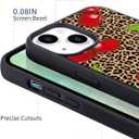 4 x Leopard & Cherry Phone Case for iPhone 13 Cherry Leopard Case Cover TPU Bumper Hard Back Shockproof Phone Case Girly Protective Phone Cover with Pretty Design