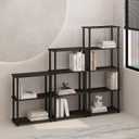 Furinno Turn-N-Tube Book Shelf, 4-Tier Bookshelf, Bookcase with Multipurpose Compact Display Rack, 11.6 x 23.6 x 43.2, for Living Room, Bedroom, Home Office, Espresso/Black, 4-Tier Round Tube