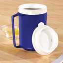 Sammons Preston Insulated Mug with Tumbler Lid, Durable Container for Hot and Cold Liquid Beverages, Tea, Smoothies, 12 oz Blue Travel Coffee Cup with Lid for Elderly, Disabled, Handicapped, Weak Grip