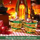 Norme 100 Pcs 9oz Green Cups Rimmed Plastic Cups Holiday Trimmed Disposable Cup Disposable Wine Glasses for Party Supplies(Green and Clear)