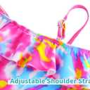 Snowheart Girls Swimsuit Adjustable Shoulder Strap UPF50+ One-Shoulder Ruffle Bathing Suit 3-12T (Pink Graffiti)
