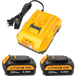Upgraded 2Pack 6.0Ah Battery Replacement for Dewalt 20V Max Battery with DCB112 Battery Charger,Compatible with Dewalt 12V-20V Batteries