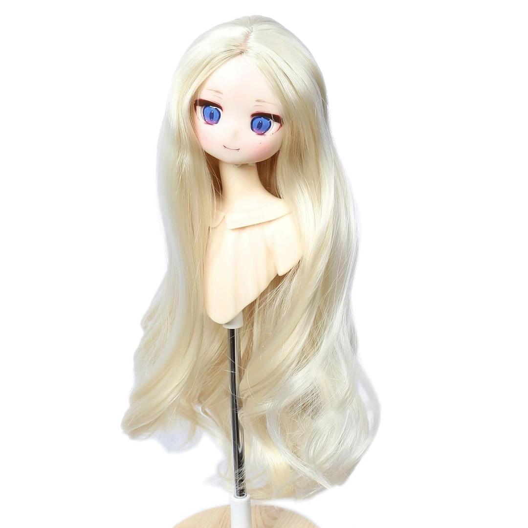 Just 1pc Wig fit for 8-9 inch Head Dolls Long Curly1/3 BJD Wigs MSD DOD Pullip Dollfie Hair (Curly Light Blonde)