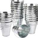 25 Pack 4.5 Inch Mini Metal Buckets, Metal Buckets with Handle, Easter Bucket,Pencil Holder and Flower Pots, Used to Carry, Store, or Even Plant, by GENHAKON.