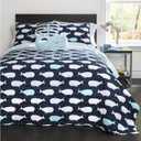 Lush Decor Whale Kids Reversible 5 Piece Quilt Bedding Set with Sham and Decorative Throw Pillows, Full/Queen, Navy