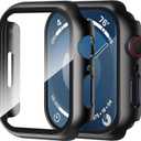 Smiling 2 Pack Case Compatible with Apple Watch SE 2 (2024)/SE/Series 6/5/4 40mm with Tempered Glass Screen Protector, Hard PC Case Overall Protective Cover- Black